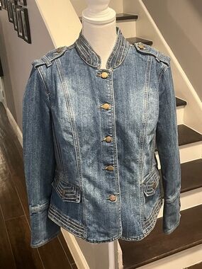 Baccini Blue Denim Military-Inspired Jacket